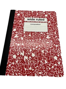 Libro de composición de mármol rojo con reglas anchas de grapas 100 hojas útiles escolares para el hogar - Imagen 1 de 12
