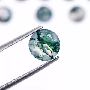 Moss Agate Round Shape Faceted Gemstone Loose Crystal Valentine's Gift 5X5 mm - Picture 1 of 4