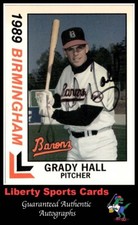 1989 Offical Best Cards Grady Hall #11 Authentic Autographed Birmingham Barons