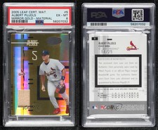2005 Leaf Certified Materials Mirror Gold Bats /25 Albert Pujols #5 PSA 6