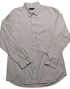 BANANA REPUBLIC Men XL Slim Fit Pink Stripe 100% Cotton Button Shirt