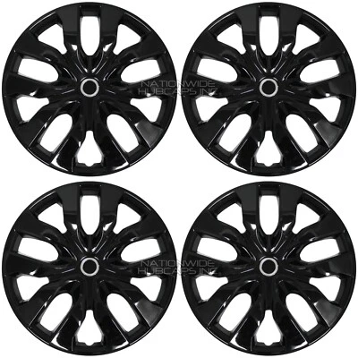 4 serve Nissan Versa 2007-2023 preto 15" tampas de cubo de encaixe aro de roda capas completas - Imagem 1 de 4