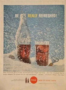 1959 Coca Cola Glass Bottle Sitting In Snow, Be Really Refreshed!!! - Picture 1 of 1