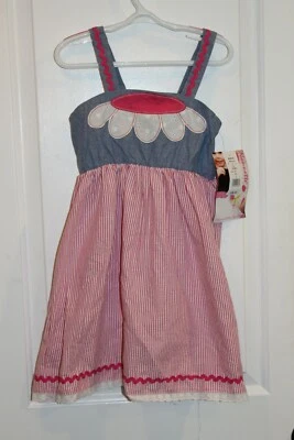 Niña Talla 6 Nuevo Con Etiquetas Solero por Nannette Flor Rosa Azul Verano Primavera Boda Foto 1 de 4