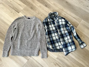 (J) EUC! Boys Gap Sweater Large Size 10 Blue Button Up Plaid - Picture 1 of 4