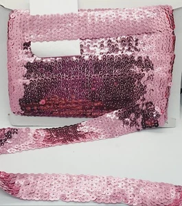 1m pink elastic sequin Stretch Elasticated 35mm net Trim Sewing Craft Costume - Picture 1 of 2