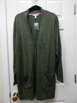 Cárdigan Suéter Issac Mizrahi Live Botón Frontal-Verde-Grande-NUEVO-A462884 Foto 1 de 3