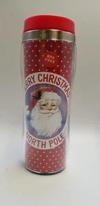 Merry Christmas North Pole Spillproof Thermal Travel Mug Santa Claus tumbler E4 - Picture 1 of 12