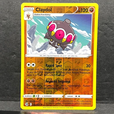 2021 POKEMON FUSION STRIKE CLAYDOL 145/264 REVERSE HOLO (RARE) - Image 1 of 2