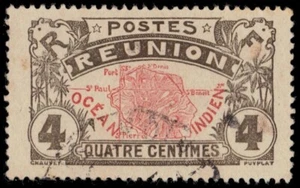 REUNION 62 - Colonial Map of Reunion "1907 Printing" (pa4201) - Picture 1 of 1