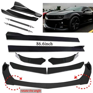 ⚡Gloss Black For Chevy Camaro Front Bumper Lip Splitter Spoiler Kit + Strut Rods - Picture 1 of 11