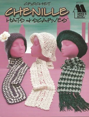 Chenille Hats & Scarves Crochet Matching Scarf Hooded Scarfs Multiple Book - Image 1 of 2