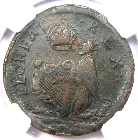 1670 New Jersey St Patrick Farthing Colonial Coin 1/4P - NGC XF40 - $4,250 Value Cover