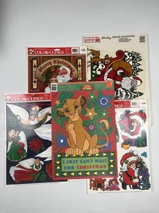 Vtg 90s Christmas Window Cling Decorations - Disney, Santa, More! - Picture 1 of 6
