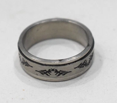 Ring Stainless Steel Etched Spinner Band Ring - Image 1 of 3