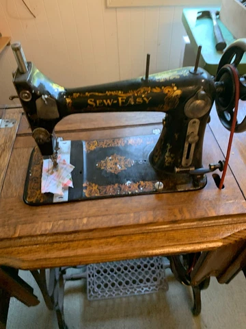 Vintage Treadle Sew Easy Sewing Machine Late 1800's  Great Running Machine Cover