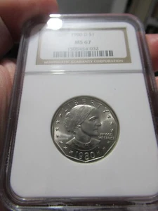1980 D $1 Susan B. Anthony Dollar, SBA, NGC MS 67, HIGHEST GRADE - Picture 1 of 3