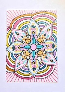 SEArts Shimmery Mandala Metallic Iridescent ACEO ORIGINAL Zentangle On Bristol - Picture 1 of 3
