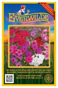 1 Oz Mixed Annual Phlox Wildflower Seeds - Everwilde Farms Mylar Seed Packet - Picture 1 of 3