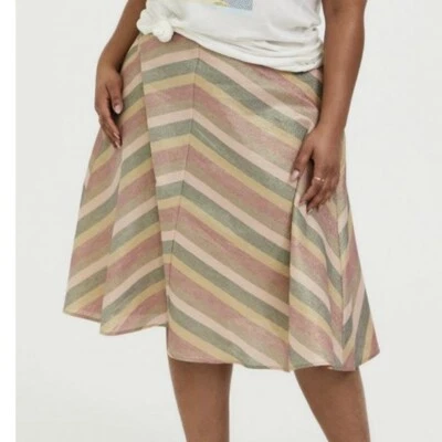 Falda midi nueva con etiquetas Tórrida colorida Chevron Lurex línea A talla 3X Foto 1 de 4