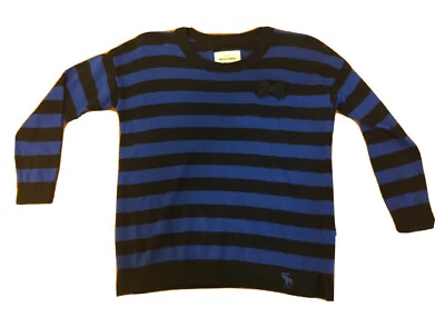 Suéter Pullover Abercrombie Niños Niña M Azul Negro Rayas Cuello Redondo Foto 1 de 4