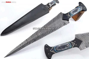 Hand Forged Damascus Steel Full Tang Hunting Battle Ready Dagger Knife - Picture 1 of 1