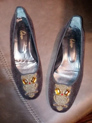 Коричневые балетки Castaner с совой из бархатистой ткани 38,5 ***б/у в отличном состоянии - Изображение 1 из 4