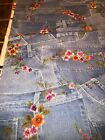 56"Lx58"W light blue "blue jeans" pattern floral print on synthetic woven fabric