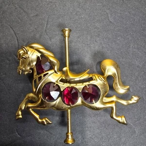 Mascotte Int'l Inc Crystal Delight Cavallo Giostra Cristallo Austriaco Placcato Oro 24k - Foto 1 di 7