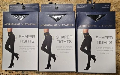 3 Cajas Adrienne Vittadini Body Shaper Medias Negras, Tallas 1X-2X, LG/XL, Nuevas Foto 1 de 4