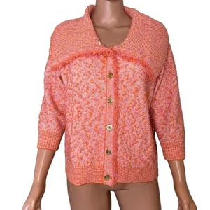 ST. JOHN Collection boucle blazer jacket Women Tweed Pink Coral Orange SZ S - Picture 1 of 11