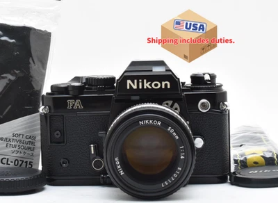 [CASI COMO NUEVA] Nikon FA negra 35 mm SLR cámara fotográfica Ai-s Ais 50 mm f/1,4 lente Japón Foto 1 de 4