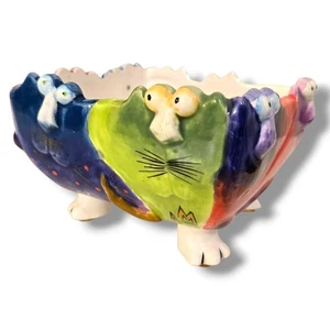 Vintage Studio Designworks Katzennapf 1990er 5" breit skurrile Cat Lady Maximalist - Bild 1 von 11