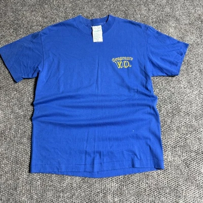 Seagram's V.O. Мужская синяя футболка размер L павлин одиночный стежок винтажный - Изображение 1 из 2