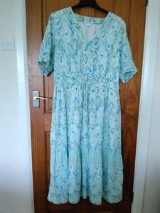 White Stuff Short Sleeve Drawstring Waist Lined Summer Dress Size 18 NWOT - Picture 1 of 8