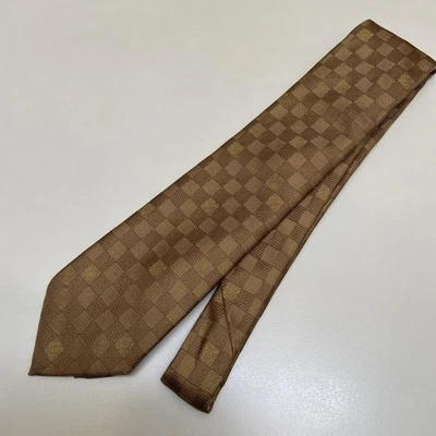 Corbata Damier Louis Vuitton para hombre dorada seda genuina  Foto 1 de 4