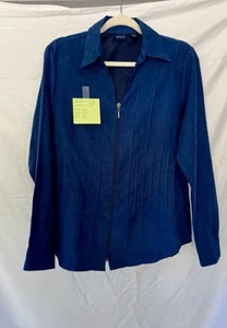 Westbound Teal Zipped Blazer Women's Size L Pleated Long Sleeve Lightweight - Picture 1 of 6