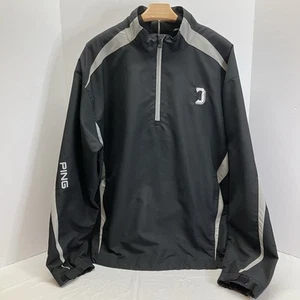 Chaqueta cortavientos PING Golf para hombre negra 1/4 cremallera cuello falso gris acento talla XL - Imagen 1 de 9