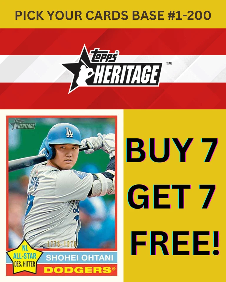Base de béisbol Topps Heritage 2025 #1-200 ¡Tú eliges y completa un conjunto! Foto 1 de 1