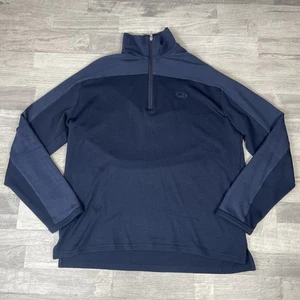 Icebreaker Sweater Mens Large Blue 320 Sport 1/4 Zip 100% Merino Outdoor Casual - Picture 1 of 10