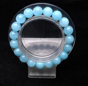 10mm Natural Blue Aquamarine Crystal Gemstone Round Beads Bracelet AAAAA - Picture 1 of 6