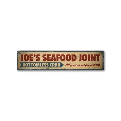 Seafood Joint, Custom Cook Name - Rustic Distressed Wood Sign - Image 1 of 2