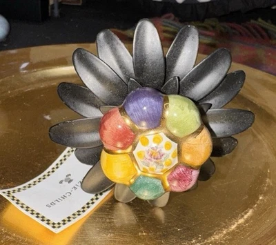 MacKenzie Childs 1.5 ” Rosie Posie Flower Knob-on A Metal Flower Stake - Image 1 of 4