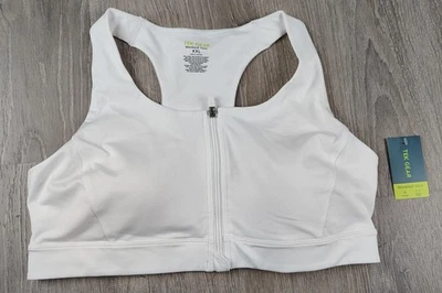 Спортивный бюстгальтер Tek Gear с застежкой-молнией спереди с подкладкой XXL Workout Gear белый активный - Изображение 1 из 4