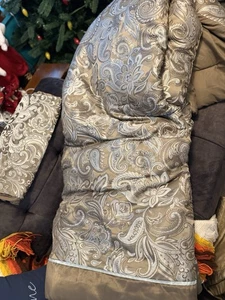 MADISON PARK Whitman PAISLEY LT. BLUE, BROWN, QUEEN Comforter And 1 Sham - Picture 1 of 11