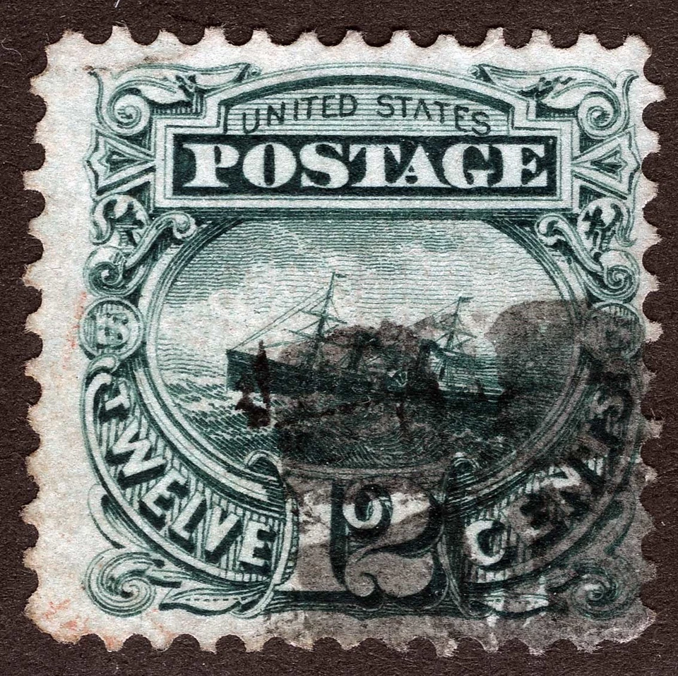 US Sc 117 Verde 12¢ G. Parrilla 1869 Negro Segmentado Corcho Cancelar Foto 1 de 1