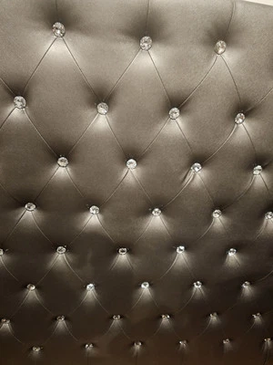 Ashley's Coralayne King  Bed Gray Silver Color  Crystal Buttons Tufting GORGEOUS - Image 1 of 4