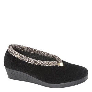 Zapatillas de terciopelo Sleepers Dawn con estampado de leopardo y cuña sin cordones para dama - Imagen 1 de 5