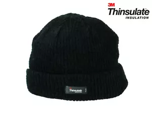 Ladies Thinsulate Beanie Hat Black Chenille Soft Fleece Lined Winter Ski Cap - Bild 1 von 3