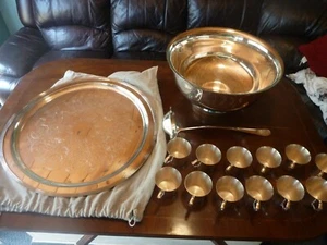 Large Wallace Silver plate Punch Bowl Ladle 12 Cup Set Beautiful!! - Picture 1 of 9